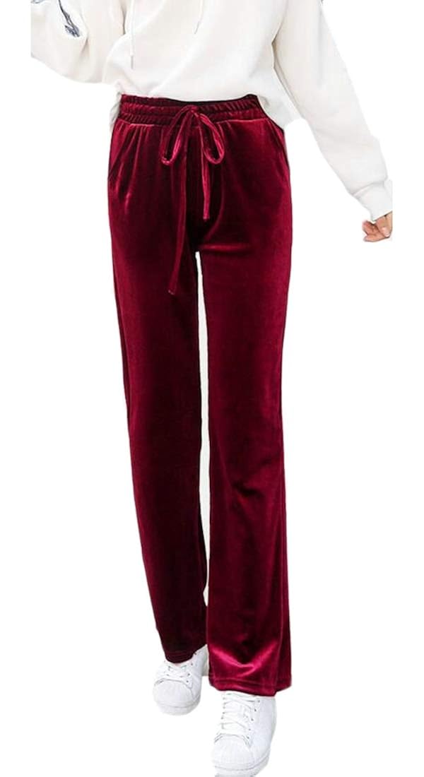 velvet straight leg pants