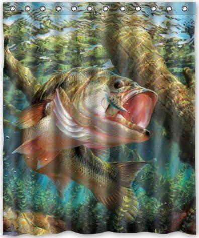 Amazon Com Bass Fish Jumping Hook Popular Bath Curtain Shower