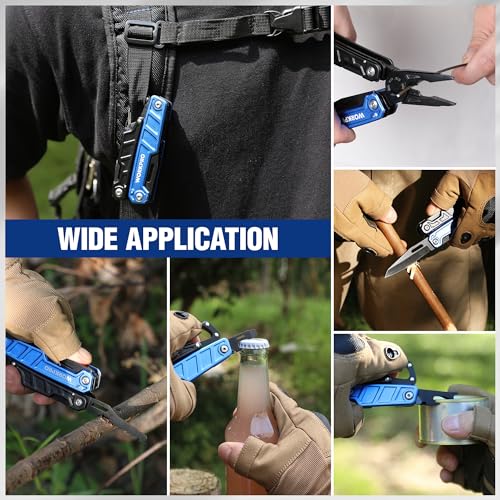 WORKPRO Multi-purpose Pliers, 11 in 1 Multifunction Pliers, Stainless Steel Folding Multifunctional Tool with Pliers Saws Screwdriver for Camping Hiking (Blue)