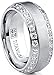 Metal Masters 1.8Ct Men's Titanium Dome Brushed Finished Wedding Band Engagement Ring with Cubic Zirconia, 8mm