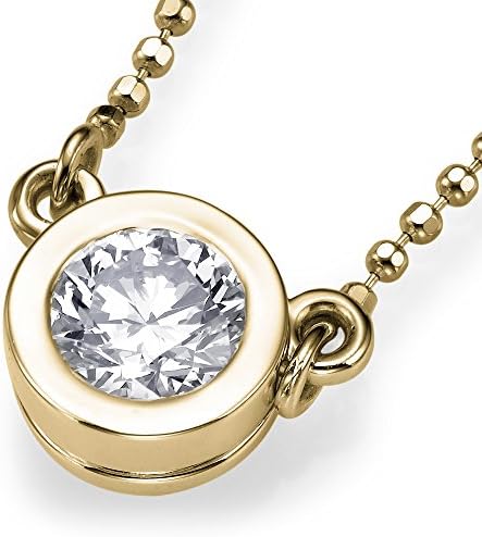 REAL 0.32 carat N VS2 Bezel Set Diamond Necklace Pendant Yellow Gold 36640850