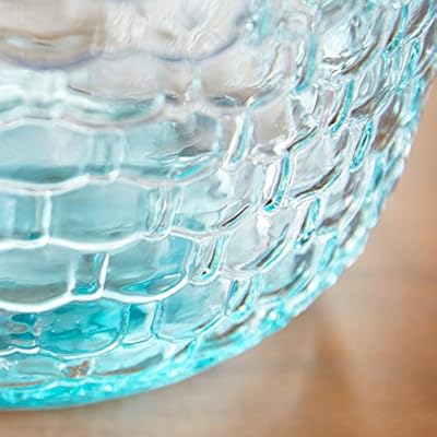 Deco 79 Recycled Glass Handmade Spanish Vase with Bubble Texture, 10" x 10" x 17", Blue 51uqAOPHsSL