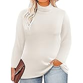 CARCOS Womens Plus Size Tops Mock Neck Long Sleeve Shirts Turtleneck Tunics for Fall Winter XL-5XL