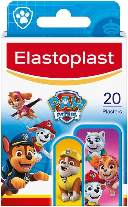Elastoplast Paw Patrol Plasters 20 Assorted Sizes Coloured Skin-Friendly