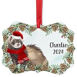 Sable Mask Ferret Christmas Ornament 2024