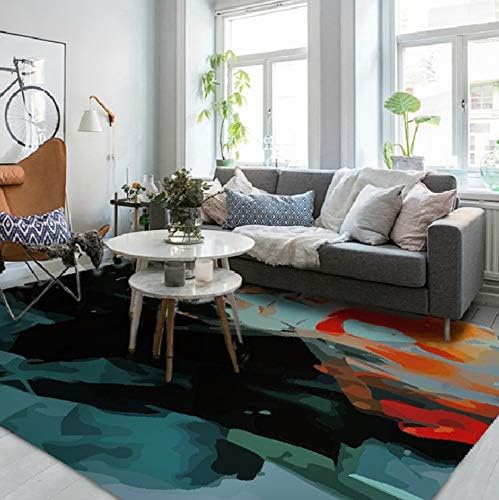 BAIYUDE Irregular Color Graffiti Pattern 3D Printing Round Carpet Coffee Table Non-Slip Carpet Living Room Bedroom Carpet Mat 140X200cm