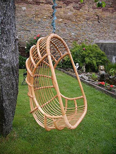 Hängesessel aus Rattan Hängekorb Hängestuhl Schwingsessel XL apricot – Bild 3