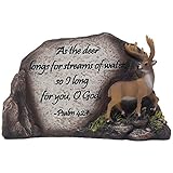 Inspirational Deer in Nature Desktop Plaque Figurine for Religious and Spiritual Lodge and Cabin Decor As Decorative Buck Statues with Bible Verse or Christian Decorations As Gifts for Hunters