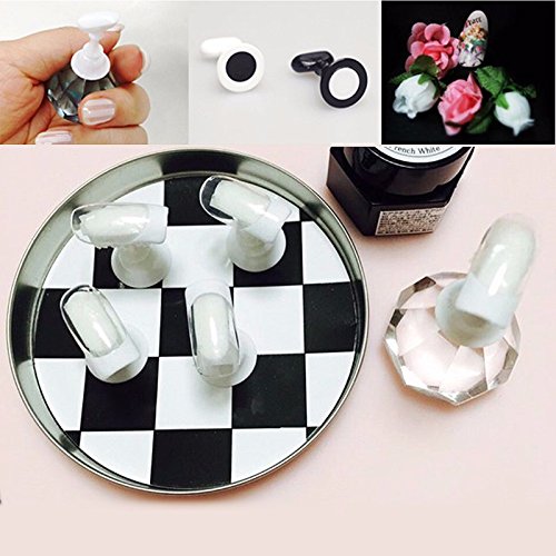 BQAN 12Pcs Chess Board Magnetic Nail Tip Crystal Stand Set Salon Display Holder Set
