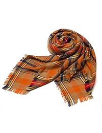 dearcase Mujer Borlas bufanda de cuadros suave manta grande de invierno chal