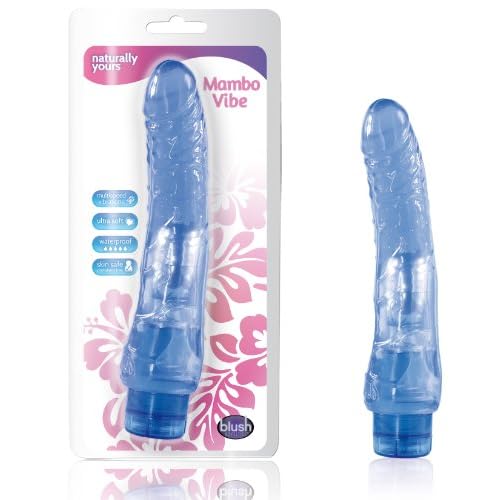 Waterproof Flexible Realistic Vibrating Jelly Mambo Vibe Blue Dong image
