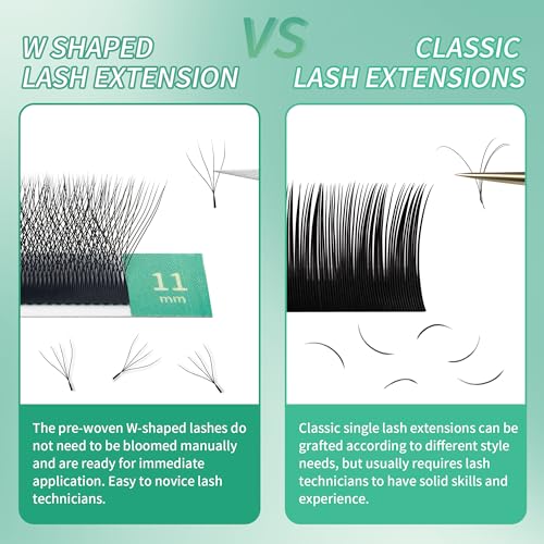GLAMLASH Eyelash Extensions 4D 0.07mm D Curl 7mm Hair to Hair Premade W Shape Professional Eyelash Extensions (4D,0.07D,7mm)