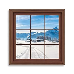 Framed Canvas Home Artwork Decoration View from The Window Canvas Wall Art for Living Room, Bedroom - 16x16 inches