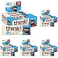 think! Protein Bars, High Protein Snacks, Gluten Free, Sugar Free Energy Bar with Whey Protein Isolate, Cookies and Crème, Nutrition Bars without Artificial Sweeteners, 2.1 Oz (10 Count) (Pack of 5)