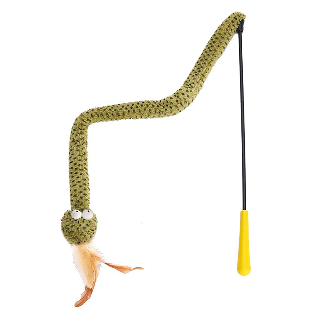 SOWUNO Cat Wand Toy Snake Funny Interactive Fluffy Plush Cat Teaser