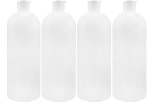Cornucopia Brands 32oz Flip Top Plastic Squeeze Bottles (4-Pack); XL Dilution Bottle for Shampoo, Dog Grooming, Liquids Mixing, Squirt Spout