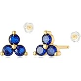 MYEARS Women Trio Earrings Gold Flower Stud Three-stone 14K Small Simple Hypoallergenic Everyday Jewelry