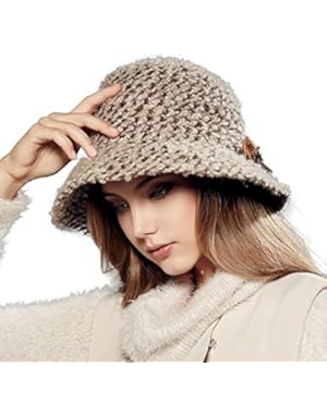 Autumn Winter Women Lady Wool Knit Wide Brim Cap Bucket Hat