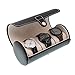 MGS AWP-3 Travel Watch Organizer Watches Case Leatherette Roll Watch Storage Pouch Jewelry Box 3-Slots (Black)