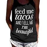 Women Tank Tops, kaifongfu Letter Print Sleeveless Tank Crop Tops Vest (M, Black)