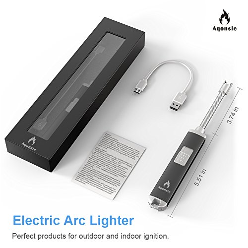 Electric Arc Atomic Candle Lighter USB Rechargeable Kitchen Lighters Long 360° Flexible Neck for BBQ Stovetop Camping Grilling Church Praying Worshipping (Black)