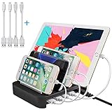 Cell Phone Stand Charging Dock, Ptuna Fast USB Charging Station for iPhone, Galaxy, iPad, Smartphones, Tablets, Apple Watch(Charging Cables Included-4 USB Ports)