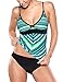 blossil Women's Green Two Pieces Abstract Print Strap Tankini Set Swimsuit Swimwear M(US 8-10)