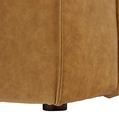 Rivet Thomas Modern Leather Sofa Couch, 101.2", Caramel Pricepulse