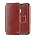 1byone Genuine Leather Wallet Stand Folio Case for iPhone 6/6s 4.7 inch with Card Slot, Brown