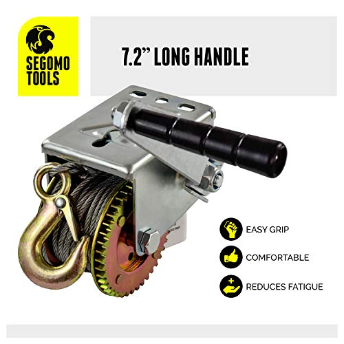 Segomo Tools Heavy Duty 600 Pound Manual Two Way Ratchet 26.2 Ft Long Wire Winch Hand | Boat Winch | Hand Pulley Crank | Handwinch | Pulley Hand Crank | Hand Winch | Small Hand Winch - HW600 - Image 7