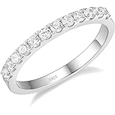 EAMTI CZ Wedding Band for Women 925 Sterling Silver Half Eternity Stackable Ring Size 3-13