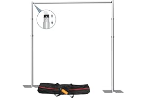 SLOW DOLPHIN 10x 8.6ft Pipe and Drap Backdrop Stand Kit,Heavy Duty Adjustable Frame Backdrop Stand for Event, Birthday Party, displays and Wedding Decoration