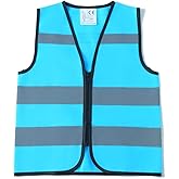 IDOU Blue High-Visibility Reflective Safety Vest, 360° Night Visibility for Running Walking & Cycling, Blue/XS/Front Zipper