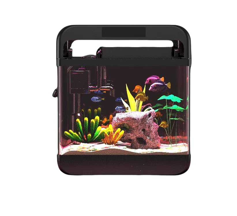 Photo 1 of Fish Tank Aquarium 2.2 Gallon Fish Bowl with Adjustable 3 Color Lighting 3 in 1 Pump with Filteration, Oxygenation, Water Circulation Triple Function, HD Float Glass, Leak-Proof Thickened Base