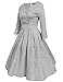 Women 50s Shawl Collar Double-breasted Plaid Party Pleated Swing Vintage Dress