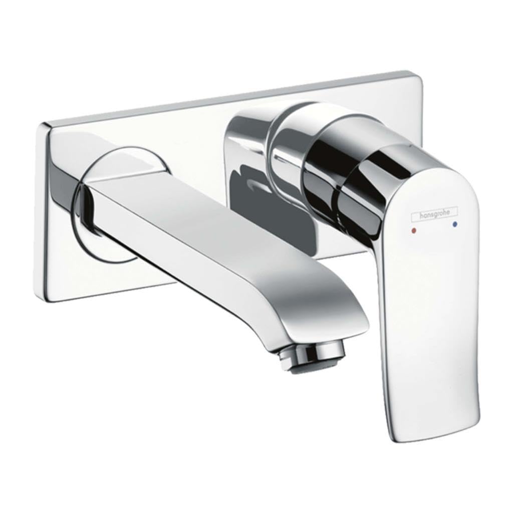 hansgrohe Metris wall-mounted basin mixer tap, 165 mm spout, chrome