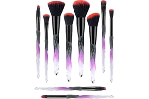 G-TEXNIK Beautiful Makeup Brushes, Make Up Brushes Set Transparent Handle for Blush Foundation Eye Shadow Kabuki Concealer Cosmetic Brushes Kits Red Black Makeup Tools