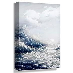 Canvas Wall Art Stormy Ocean Waters Seascape - 12x18 inches
