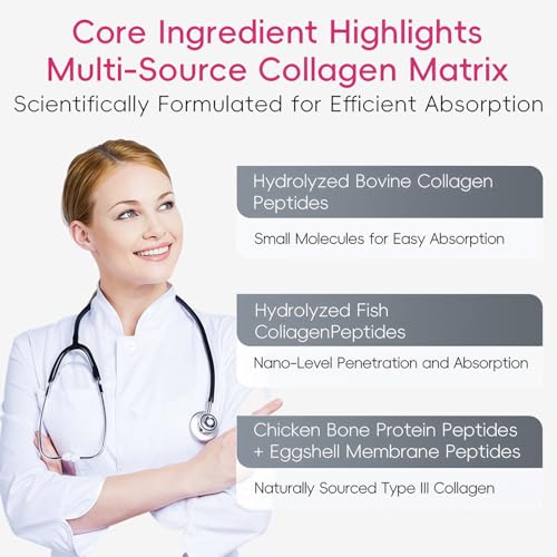 EneriWell Multi Collagen Supplements for Women, Men, 3000mg Hydrolyzed Bovine Collagen Peptides with Type 2, Biotin Vitamins C, Glow up for Skin, Hair, Nails & Joints, Halal, Liquid, Travel 30 sachets