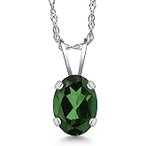 Gem Stone King 0.80 Ct Oval Emerald Envy Mystic Topaz 14K White Gold Pendant with Chain