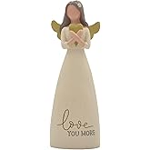 Blossom Bucket Love You More Heart Soft Cream 6 inch Resin Stone Collectible Angel Figurine