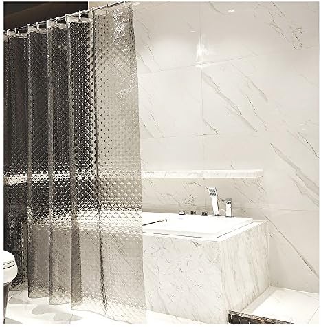 RH Art Waterproof EVA Shower Curtain Liner with Hooks - 72 x 72 inches, Smokey-grey Diamond Plaid