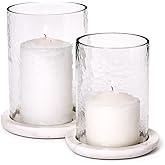 Two's Company Marble Tabletop Hurricane Candle Holder, Glass, Set of 2
