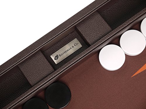 Silverman & Co Backgammon Set, 19-Inch, Large, Dark Brown Board