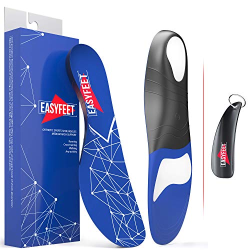Plantar Fasciitis Arch Support Shoe Inserts Women & Men – Insoles For Men & Women- Orthotics Inserts For Flat Feet Foot & High Arch – Athletic Running Insoles Men – Work boots Insoles For Men blue