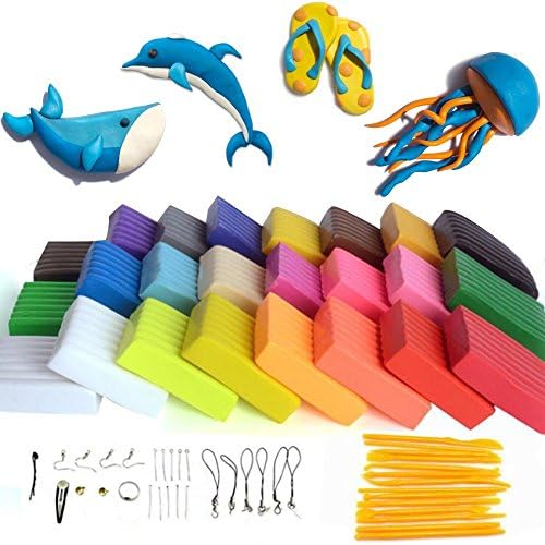 Polymer Clay Oven Bake Set,24 Color DIY Modeling Clay for kids, Oven Bake Clay with Modeling Tool Set Soft Fimo Toy Best gift for Children (carton)