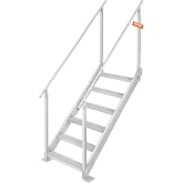 VEVOR Dock Ladder 6 Steps, 500lbs, Aluminum Adjustable Height Pool Steps | For Lake, Marine Boarding, RV, House, Pontoon Boat, with Dual Handrails and Widen Nonslip Pedals, Corrosion &amp; Wear-Proof