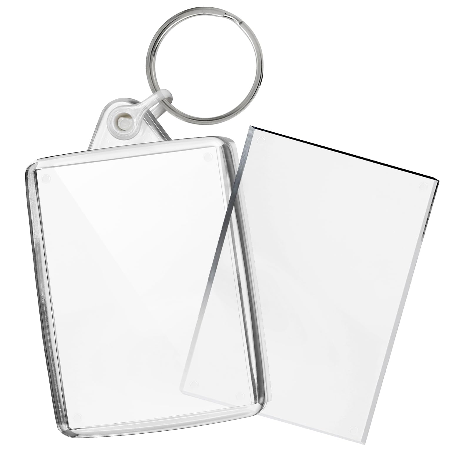 Turquoise Premium Quality Clear Acrylic Blank Keyrings Key Fobs 50 x 35 mm
