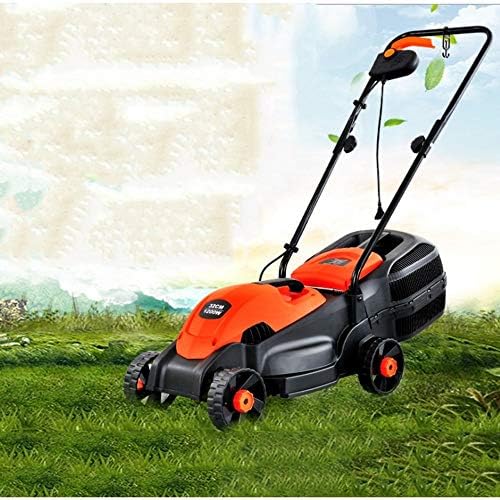 Hcchzr 電気芝刈り機 ハンドプッシュ家庭用芝刈り機 3速の高さ調節可能な大容量グラスバッグトリミング庭除草機
