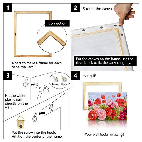 decalmile Malen Nach Zahlen Kits DIY Leinwand Gemälde für Erwachsene Anfänger Rote Mohnblume 16"X 20" (40 x 50cm, Holzrahmen) – Bild 4